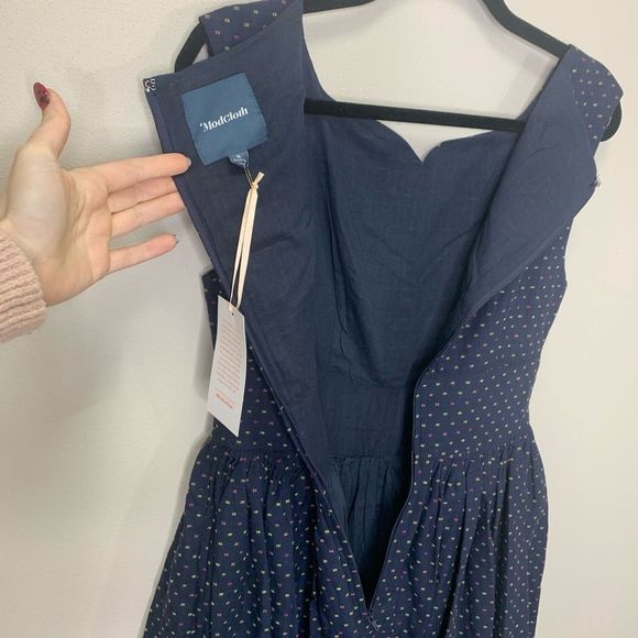 NEW ModCloth Size 6 Fit and Flare with Pockets Navy MIDI Dress. (1m1) - Picture 13 of 14